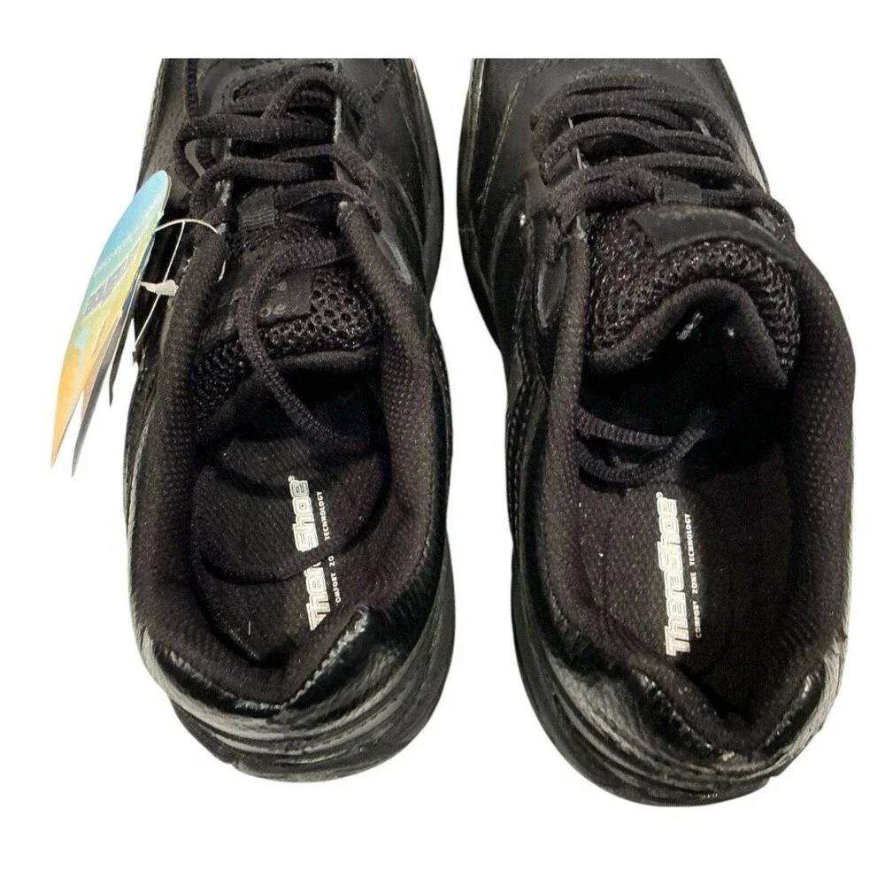 Therashoe Olea Womens 8.5W Wide Black Leather Toning TS Sport Shoe Sneaker